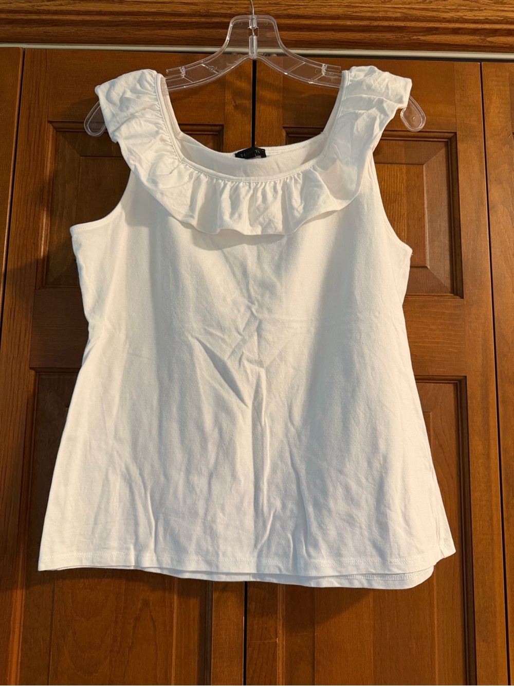 Talbots White Ruffle Scoop Neck Tank